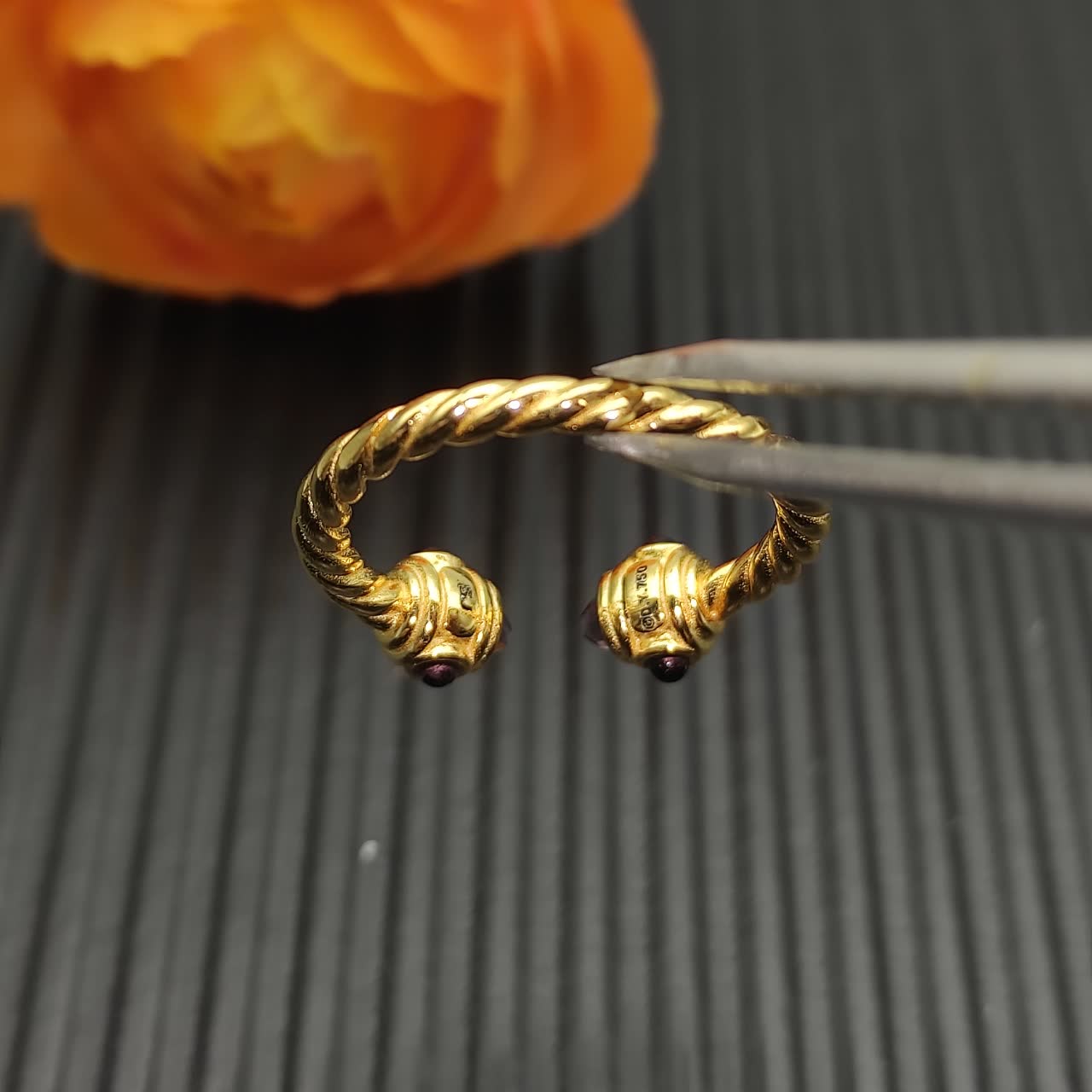 David Yurman Gold-Tone Open Ring with Gemstone Accents